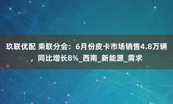 玖联优配 乘联分会：6月份皮卡市场销售4.8万辆，同比增长8%_西南_新能源_需求