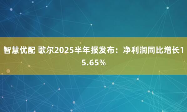 智慧优配 歌尔2025半年报发布：净利润同比增长15.65%